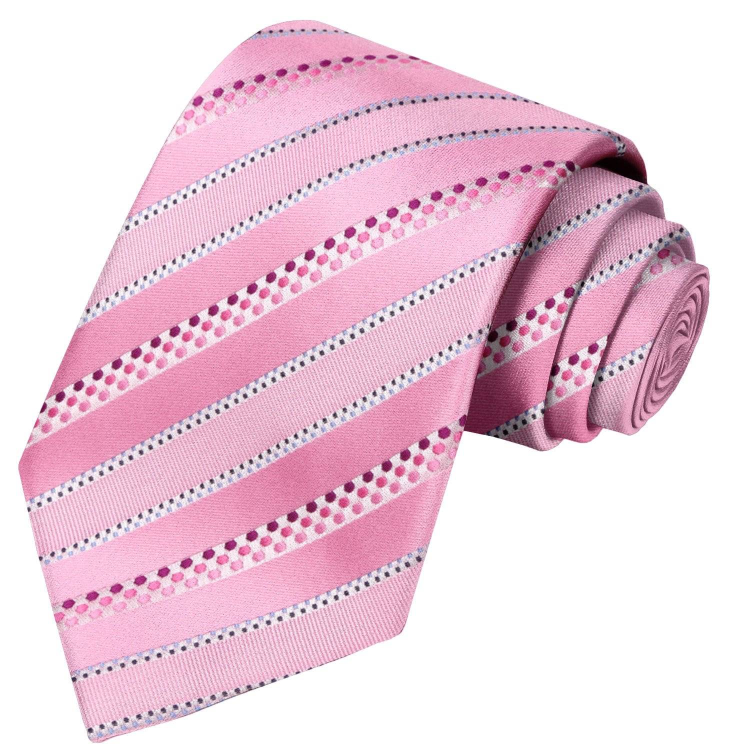 Sewed Burgundy-Bubble Gum-Taffy on Tickle Me Pink Striped Tie – KissTies