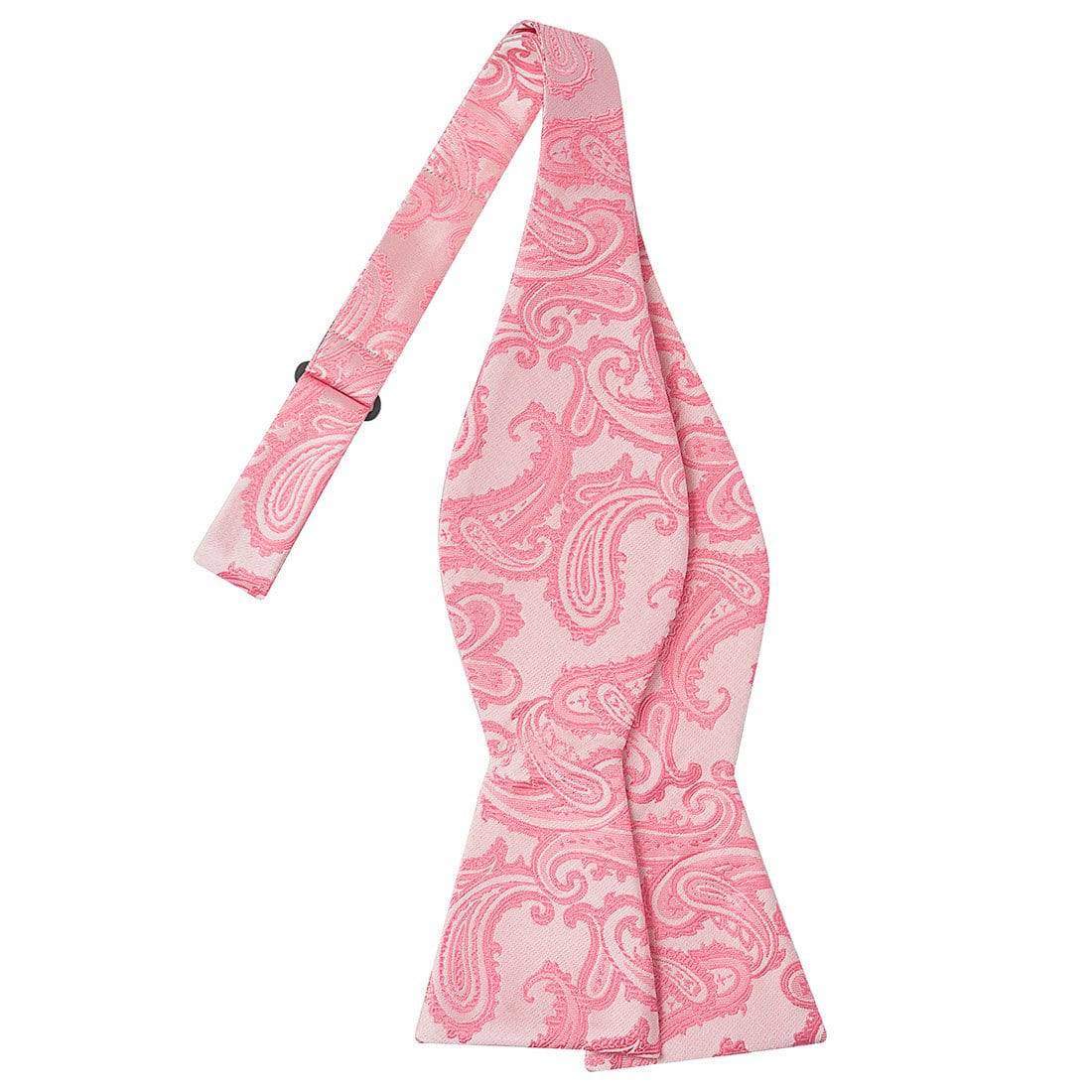 Tickle Me Pink on White Paisley Bow Tie | Self-Tie, Boys Bowtie – KissTies