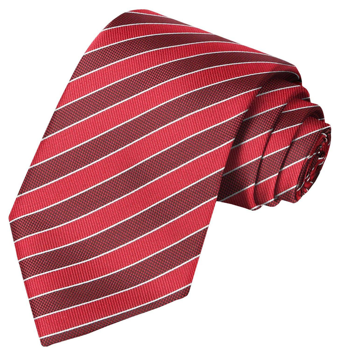 Red and White Striped Mens Silk Tie 